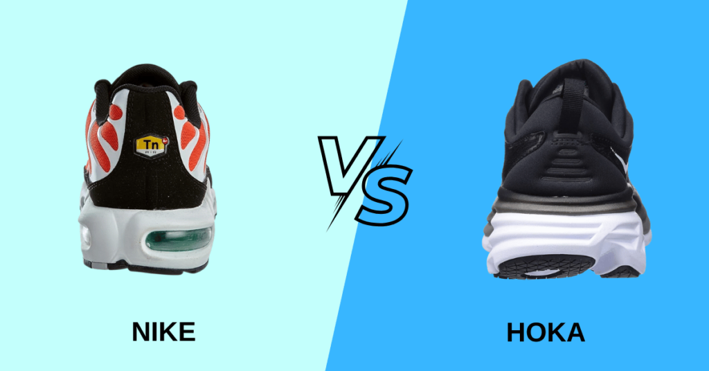 The back side of Nike vs Hoka