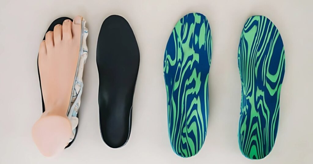 “Shoe insole foam sheet being cut to size”